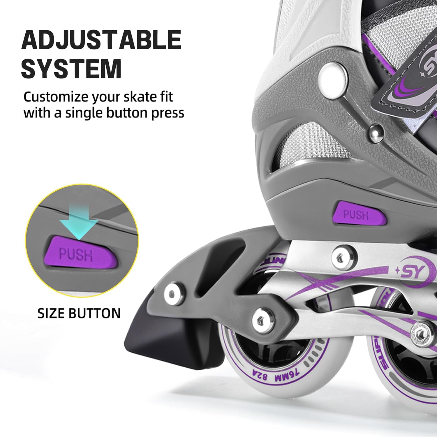 Women's Large Adjustable Inline Skate, Roller Skates Blades for Female Adults