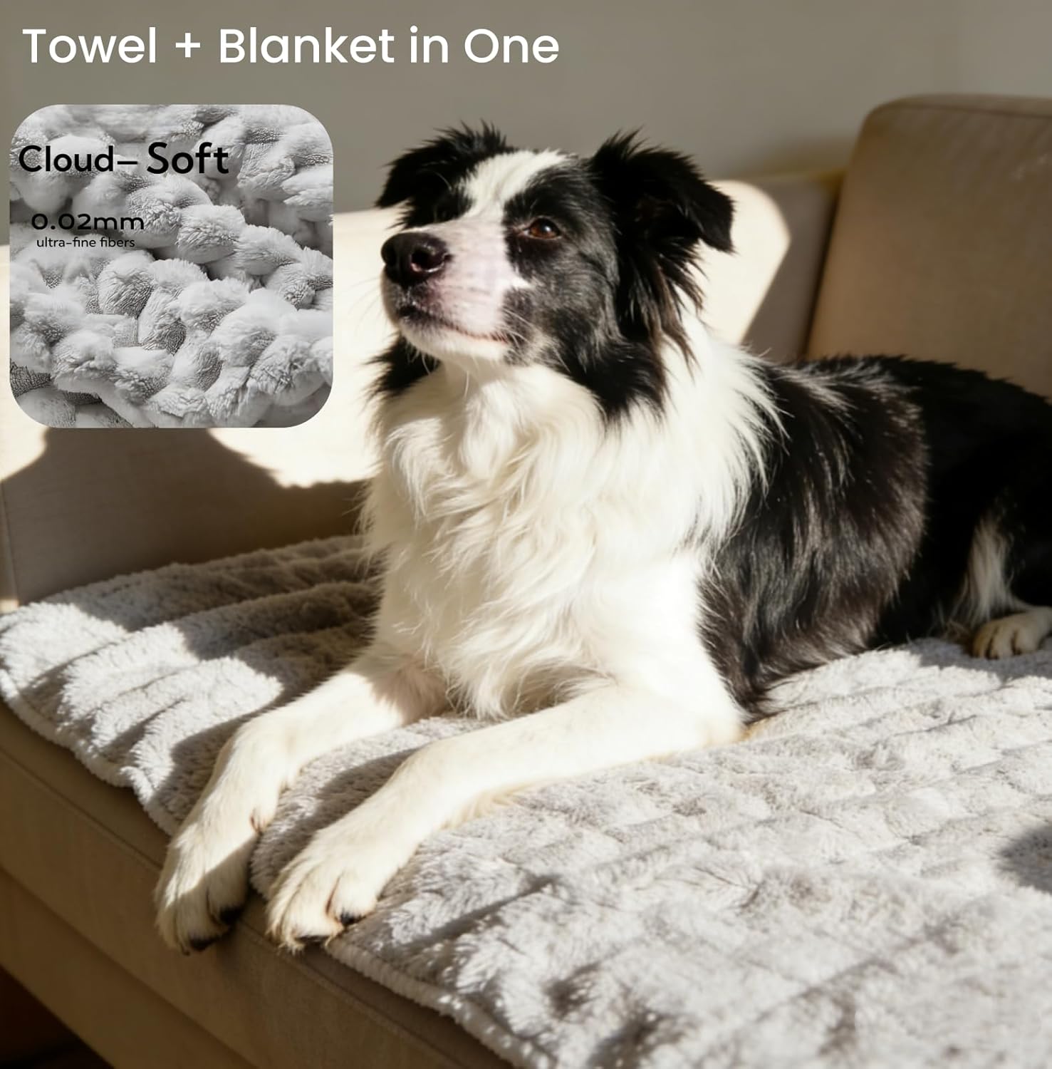 6 Pack Dog Towels for Drying Dogs, Bath Supplies Bath Grooming Kit for Pets, Pet Bath Towel Super Absorbent Set with Hair Brush, Washing Gloves for Large or Small Cats,Grey