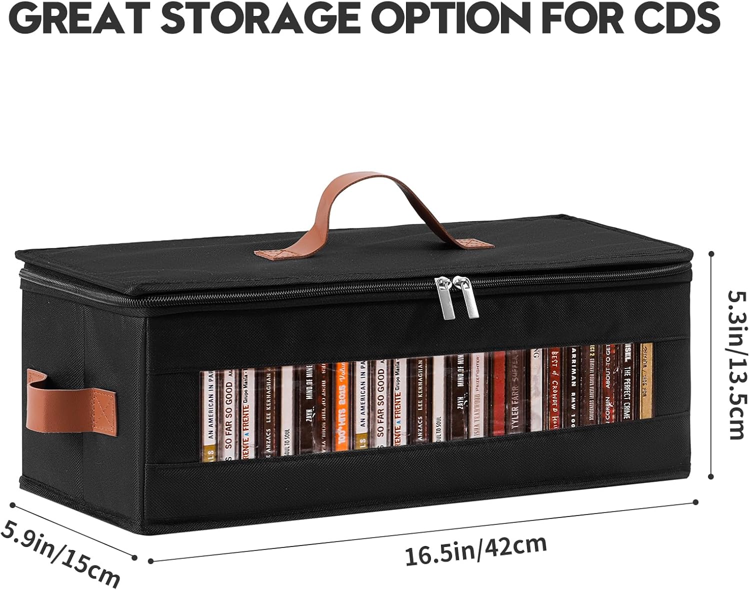 Qozary CD Storage Box - 4 Pack CD Case Holder with Clear Window, Holds 150 Jewel Cases, Media Storage Rack for DVDs, CDs, Video Game Disks, Blu Ray Disc-16.5 × 8.3 × 8 in, Black - Image 3