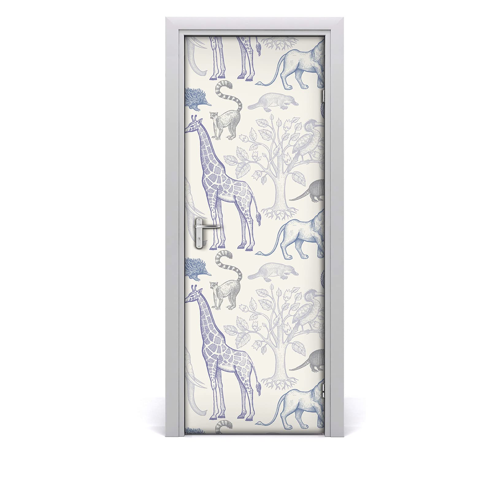 Papier peint sur la porte mural Magic-Stick 77x200cm jungle animaux