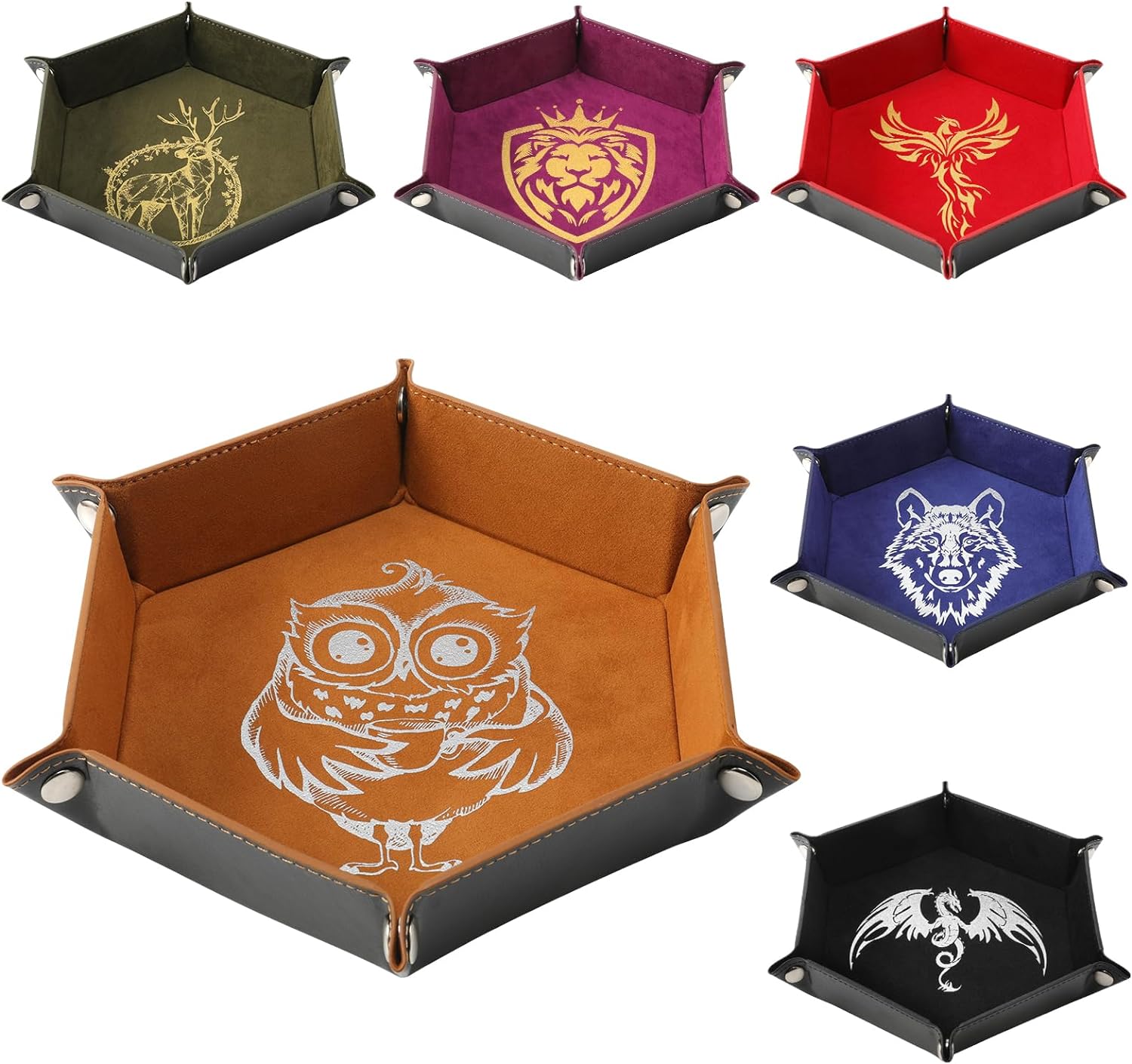 D&D Dice Sets & 6 Pcs DND Dice Tray with Animals Pattern