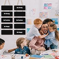 Vista 5 de Letreros colgantes de doble cara de madera borrable, pizarra rústica, letreros colgantes rectangulares con cuerda para boda, bar, restaurante