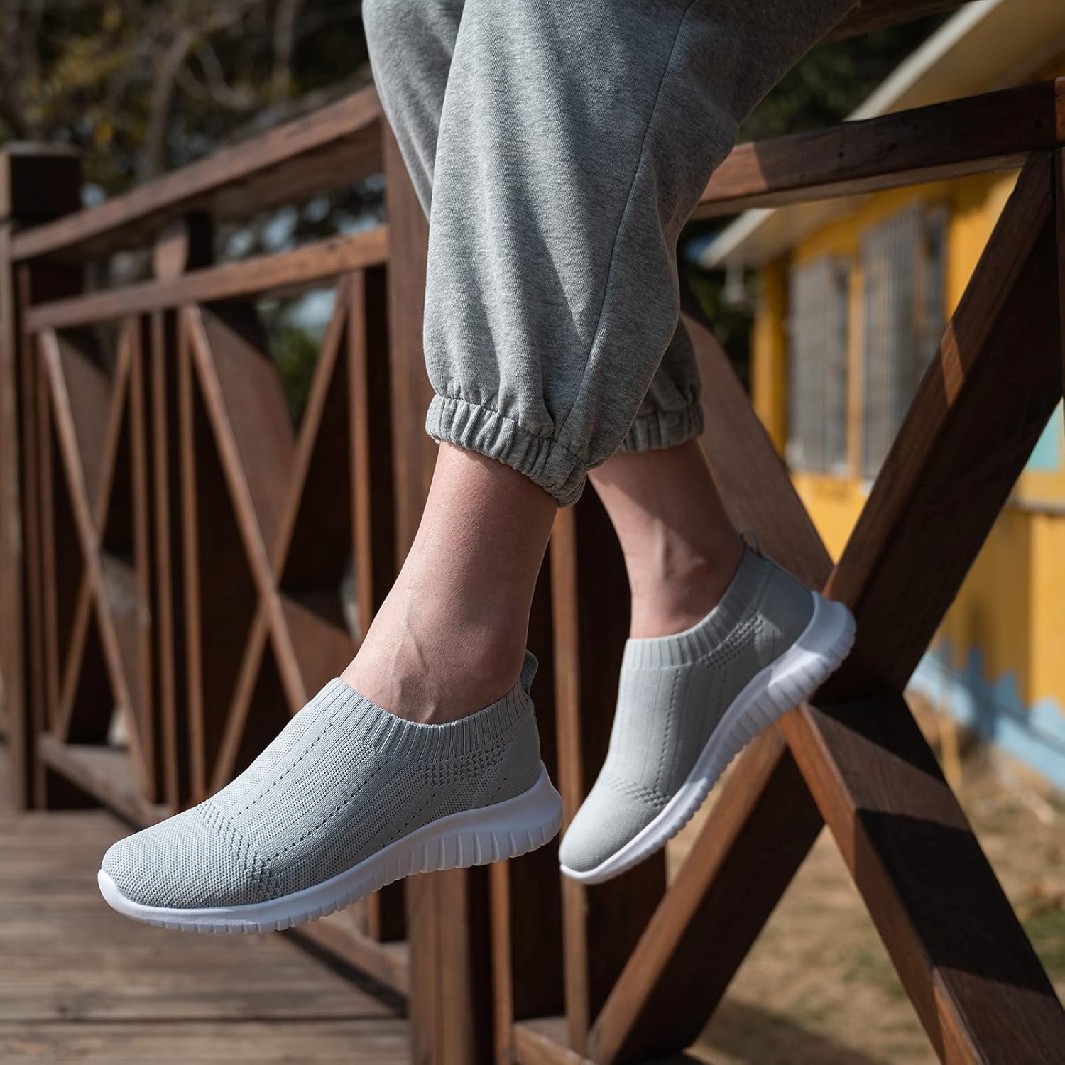 TIOSEBON Women's Walking Sock Shoes Elastic Knit Lightweight Slip on Breathable Yoga Sneakers - Image 2