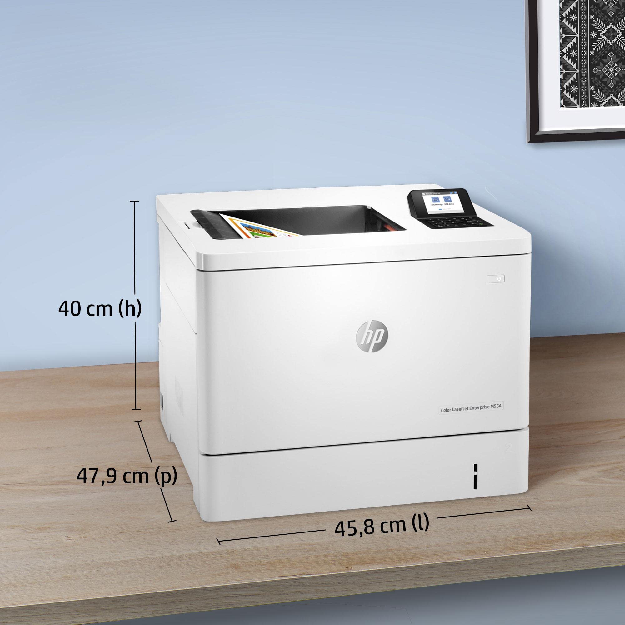 HP Color LaserJet Enterprise M554dn 7ZU81A, Stampante a Singola Funzione A4, Stampa Fronte/Retro Automatica a colori, 33 ppm, USB, Gigabit Ethernet, Smart, Display Touch a colori da 6,9 cm, Bianca