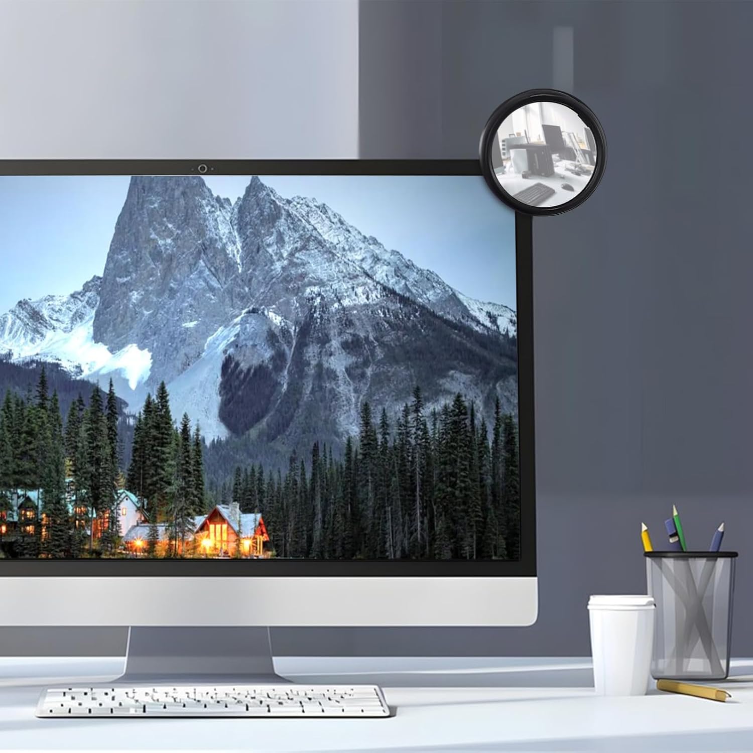 Cabilock Computer Monitor Mirror Cubicle Mirror for Office Desk Rearview to See Behind You Clip on Mini Acrylic pc for Laptop Desk Cabinet 3 pack image 5