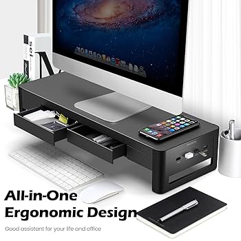 【スタイル:バージョン_サイズ:Large】Meatanty 引き出し モニ Amazon.com: meatanty 2 in 1 Monitor Stand Riser with 2