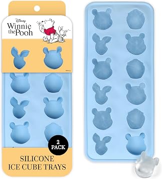 Disney Pooh Silicone Ice Cube Tray 2 Pack Flexible BPA-Free Ice Trays for Freezer, Fun Character Shaped Molds for Frozen Treats, Chocolate & Party Drinks, for Disney Fans & Party Hosts
