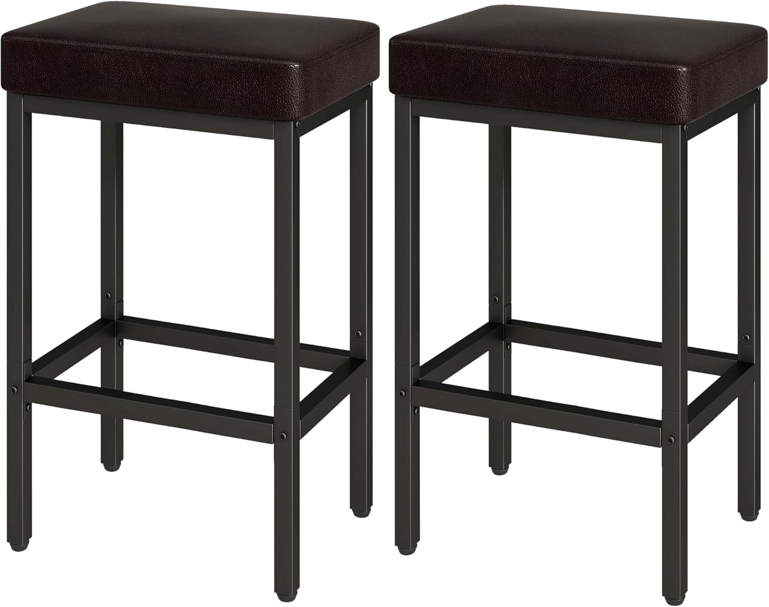 YMYNY 26 Inch Counter Height Bar Stools Set of 2 Dark Brown - Modern Kitchen Island Stools w/ Metal Legs, 300lb Capacity UHBS513K