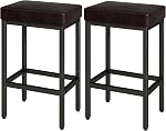 YMYNY 26 Inch Counter Height Bar Stools Set of 2, Dark Brown Modern Kitchen Barstools with Metal Leg, Bar Stool Chairs for Kitchen Island Counter Breakfast Bars Living Room Party, UHBS513K | Dark Brown Kitchen Stools Chairs with 2.4" Thick Upholstery