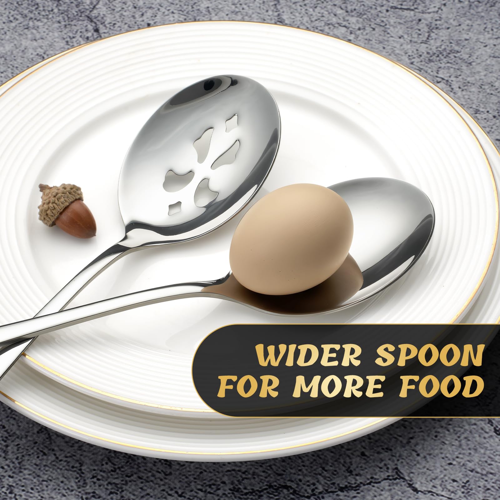 KEYOXY Serving Spoons - 4 Piece Stainless Steel Set -4