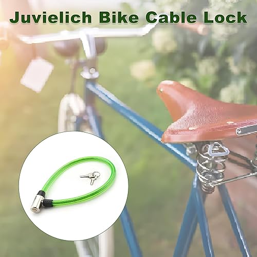 Miniatura 3 de Candado antirrobo para bicicleta de 2 pies x 0.472 in con 2 llaves, bloqueo de cable de alta seguridad, cerradura de bicicleta en espiral para