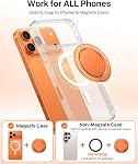 andobil [2026 Ultra-Thin] Magnetic Phone Grip for MagSafe [360° Rotate] Magnetic Cell Phone Ring Holder & Kickstand for MagSafe Accessories & iPhone 17 Air 16 Pro Max Plus 15 14 13 12, Orange
