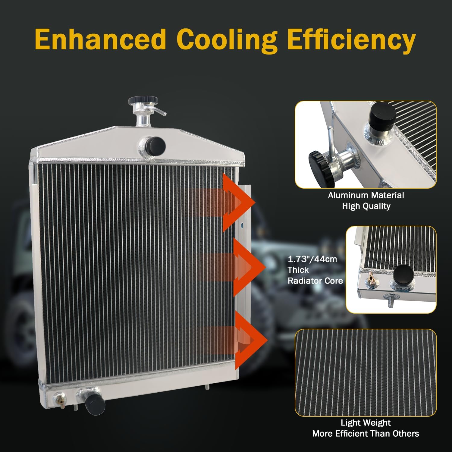 2 Row Lincoln Welder Radiator Tractor Radiator Compatible with Lincoln Welder 200 250 AMP SA200 SA250 G1087 H19491 Aluminum Radiator