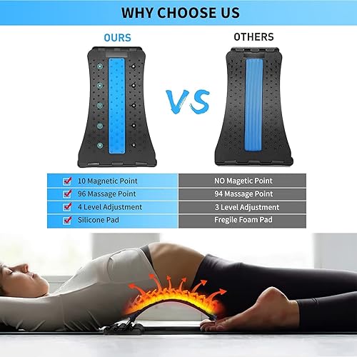 Miniatura 4 de Estirador de espalda para aliviar el dolor de espalda baja galleta de espalda ajustable de varios niveles dispositivo de agrietamiento de espalda