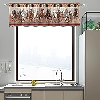 Vista 3 de ZFRXIGN Cortina de cenefa de cocina de caballo occidental para ventanas pequeñas, bolsillo azteca tribal cortinas opacas cortas para sala de estar