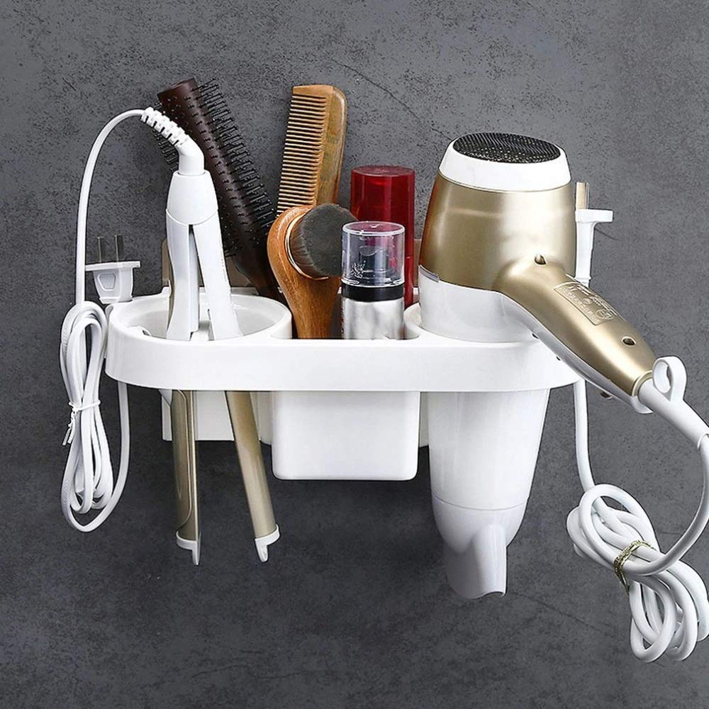 Wall Mounted Hair Dryer Holder | Drilling Free Adhesive Styling Tool Organizer | Multi-Functional Space Saving Storage Bathroom (Plastic) (B0D4J3BTCG) Amazon Price History, Amazon Price Tracker