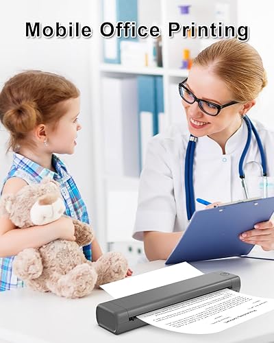 Miniatura 9 de Phomemo M08F - Impresora portátil inalámbrica gris y papel térmico plegable con letras estadounidenses, tamaño 8.5 x 11 pulgadas, 100 hojas,