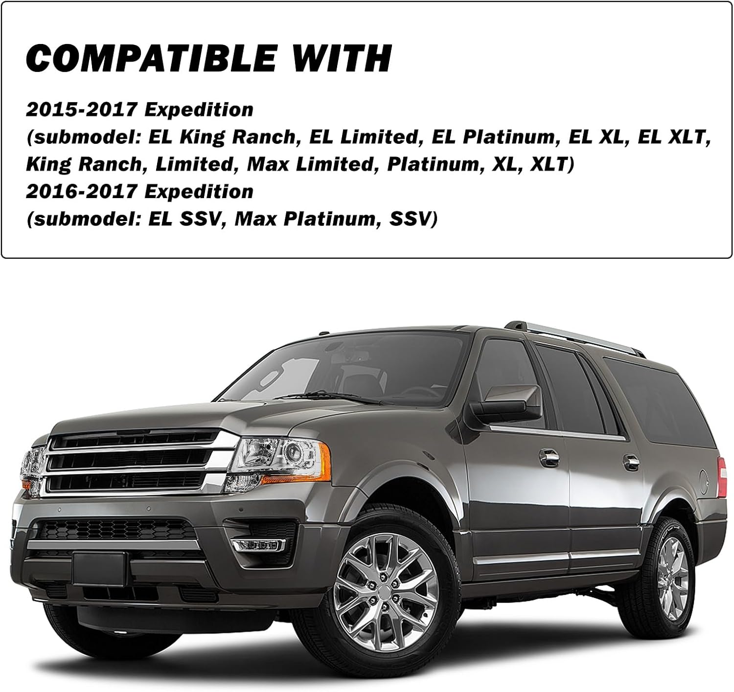 SOCKIR Projector Headlight Assembly Set for 2015 to 2017 Ford Expedition Headlamp Replacement (Left Driver Side)