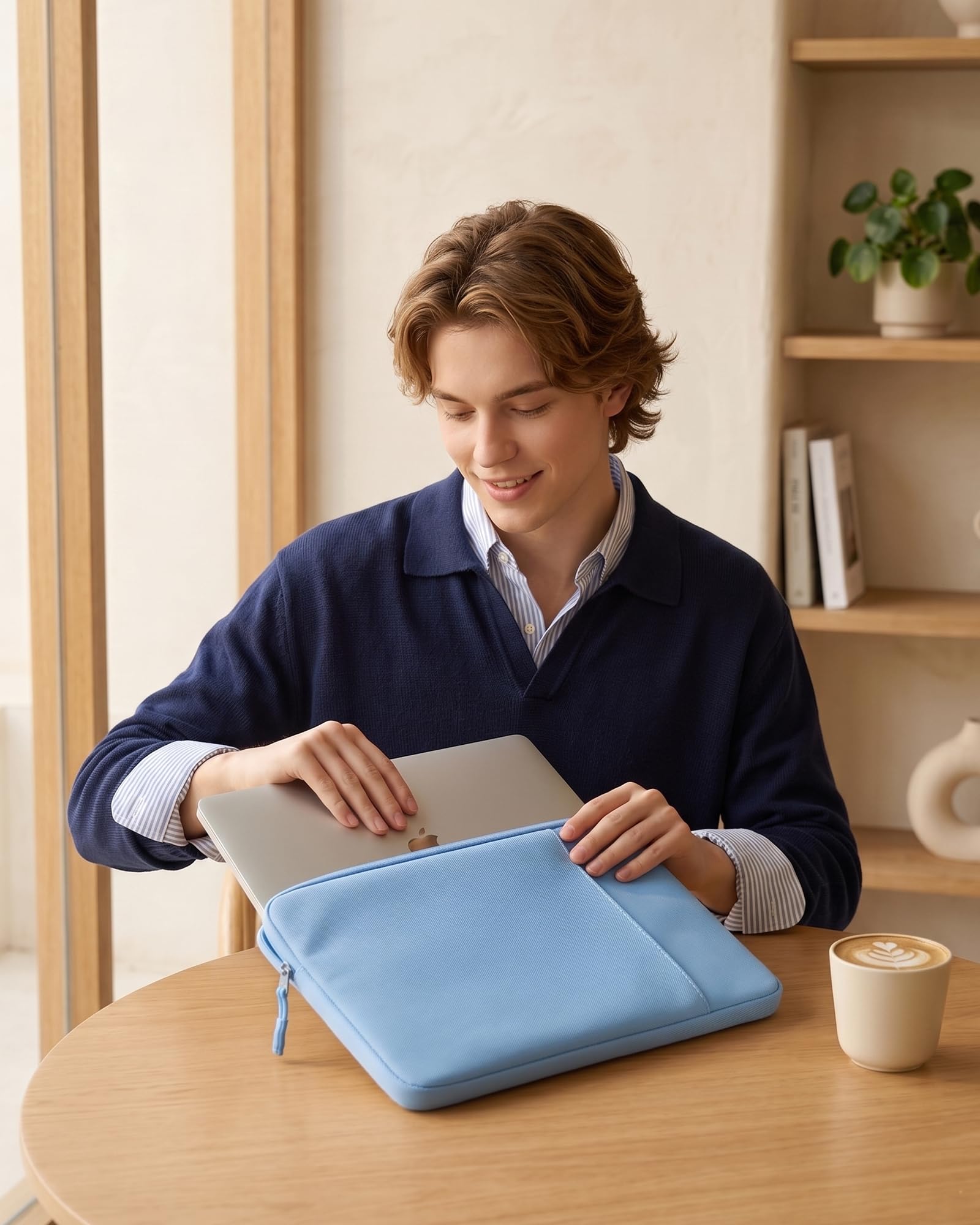 ProCase パソコンケース 13/13.3インチMacBook Air/Pro/Neo 保護スリーブ PCケース インナーバッグ - エアブルー | マルチブランド対応, ソフト裏地, 保護スリーブ, 衝撃吸収, 傷防止, 軽量, 出張や通勤