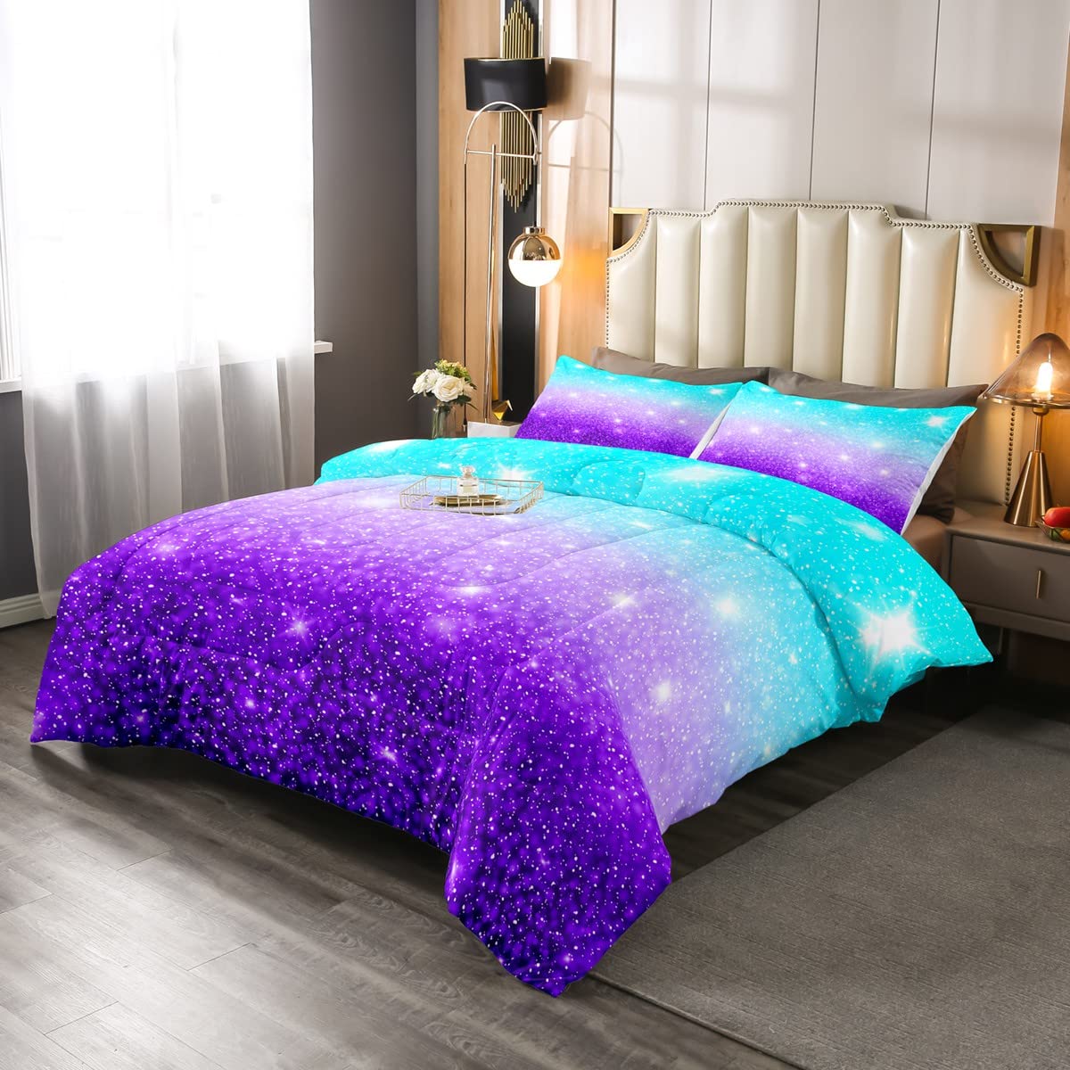 Set di biancheria da letto per ragazzi e ragazze e bambini con glitter colorati e leggero per letto 135x200cm