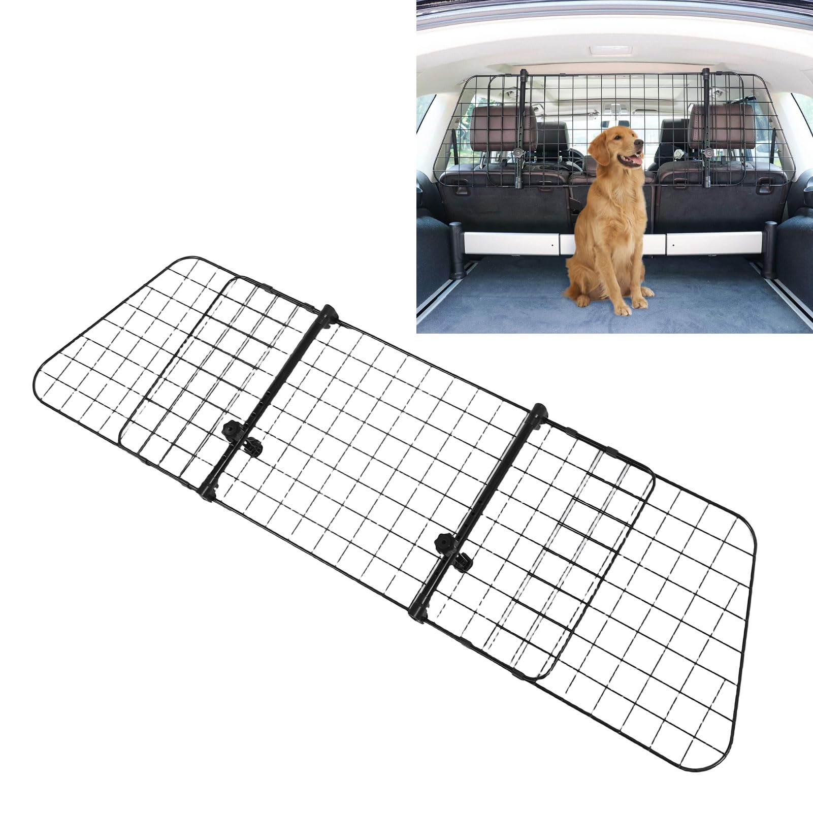 Cancello Divisorio per Bagagliaio per Animali Domestici Barriera per Auto per Cani Regolabile Rete Ad Alta densità per SUV 1 unità