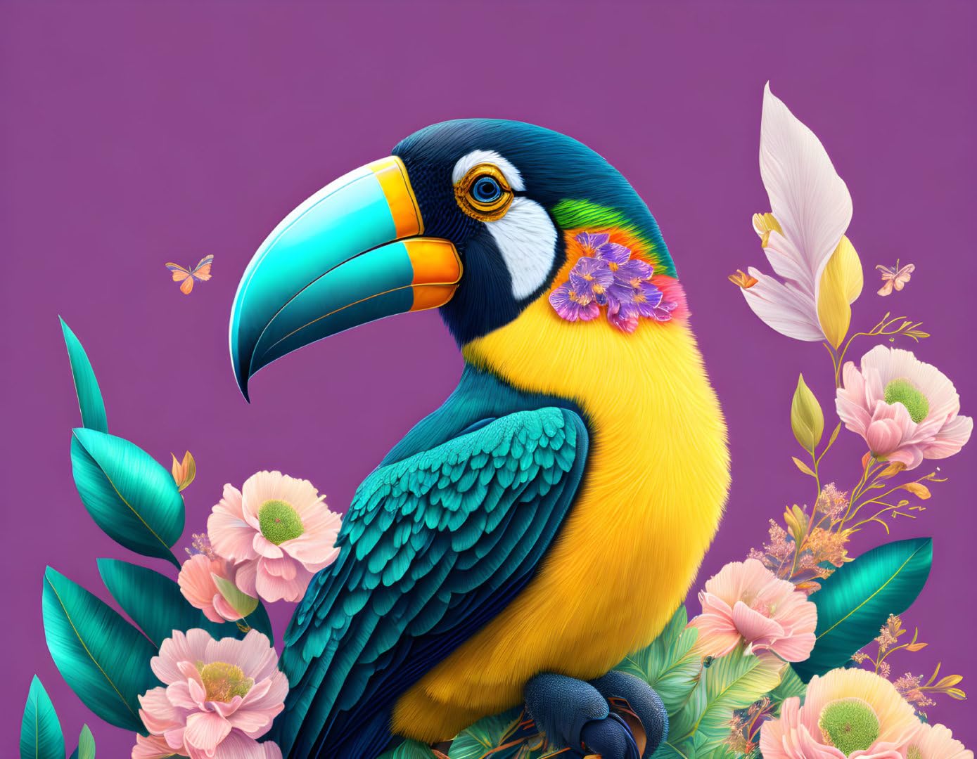 Affiche toucan avec fleurs vectorielles SERENDIPITP 58x90cm - 4