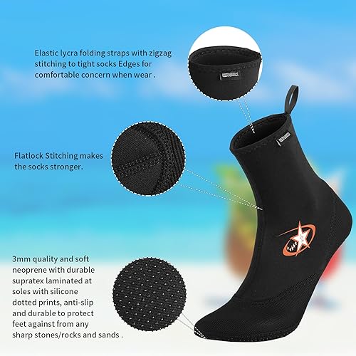 Miniatura 9 de LIXUFRHK Calcetines de neopreno impermeables de 0.08 pulgadas para buceo a prueba de arena, calcetines de voleibol para deportes acuáticos al aire