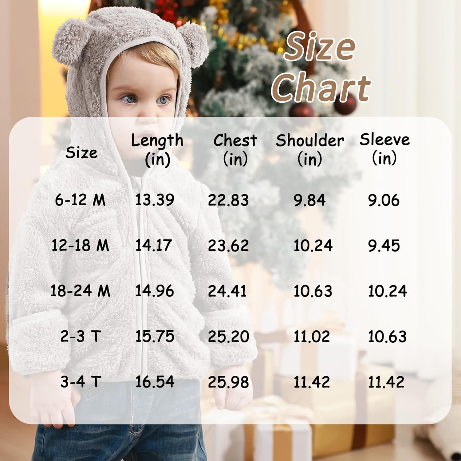 UVIPC Infant Fleece Jacket Baby Clothes Brown Baby Winter Coat Boys Girls Toddler Jacket Soft Warm Zip-Up Outerwear - Image 6