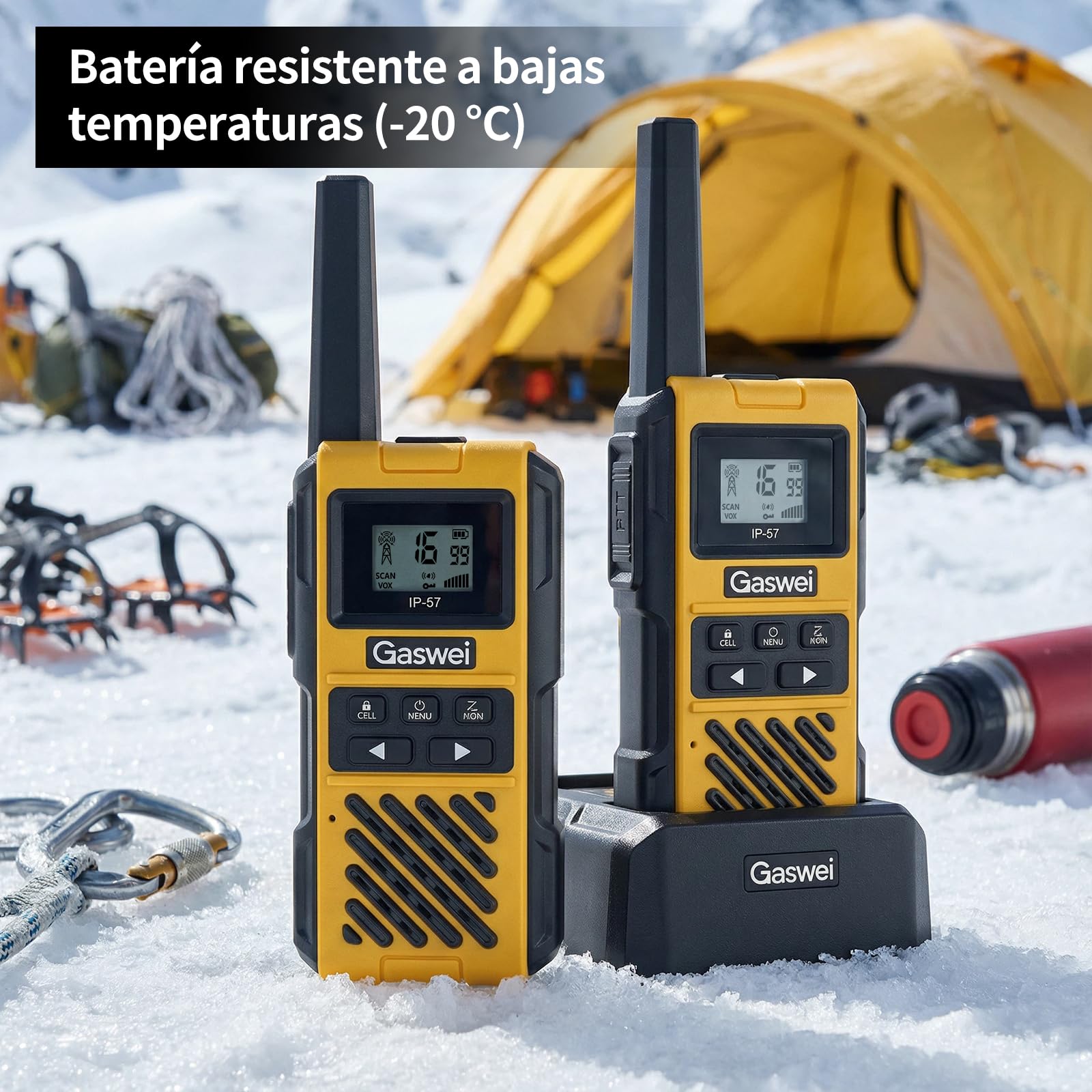 G1pro Walkie Talkies de Alto Rendimiento con Gran Alcance para Adultos, radios de Emergencia Recargables, Canales con batería de Iones de Litio, IP67 Resistente al Agua (2 Unidades) — view 7