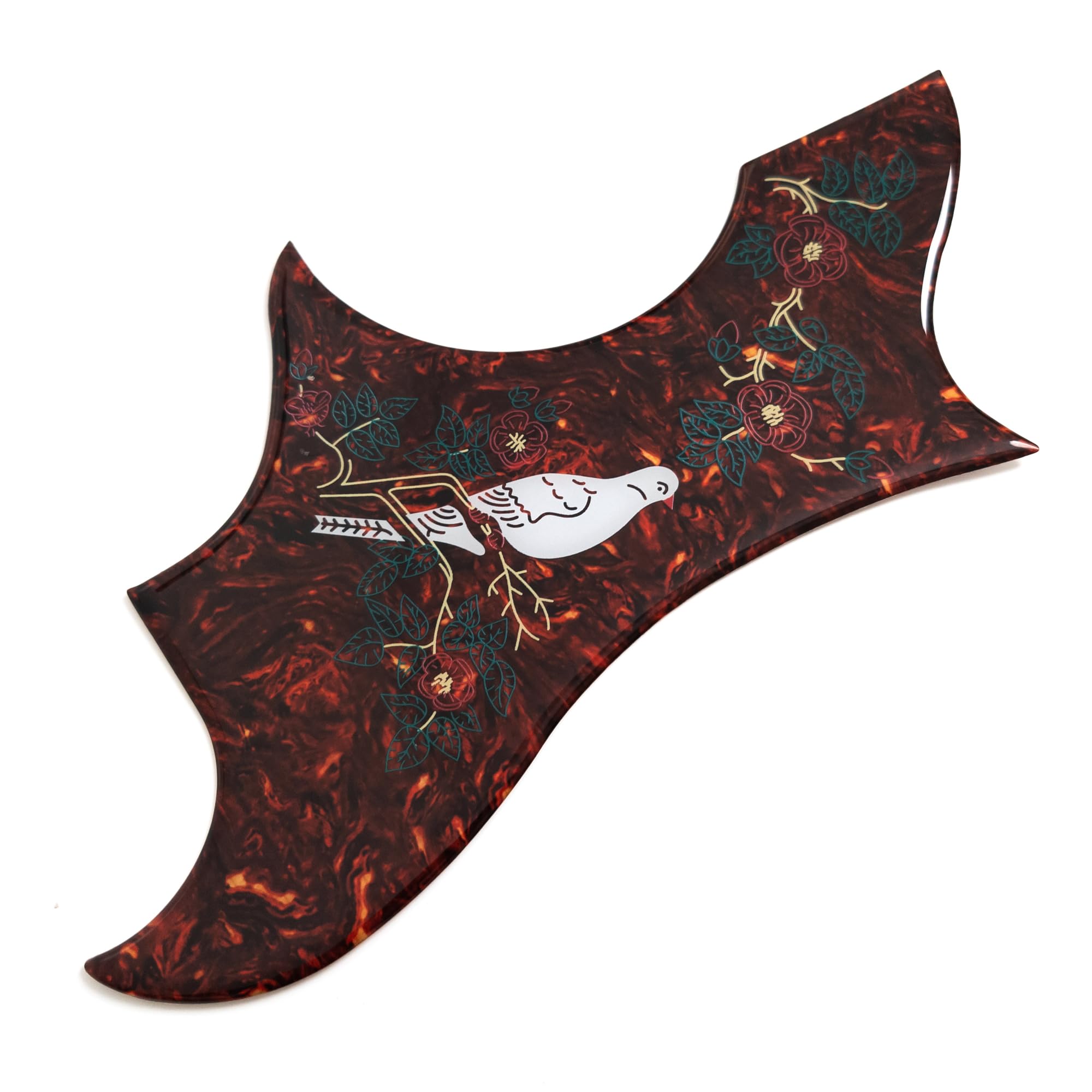 Pickguard do gitary akustycznej, zestaw 2 szt. do gitar 91-100 cm, kompatybilny z korpusem Gibson Jumbo, wzór gołębica kolibra, grubość 2 mm, samoprzylepna, odporna na zarysowania