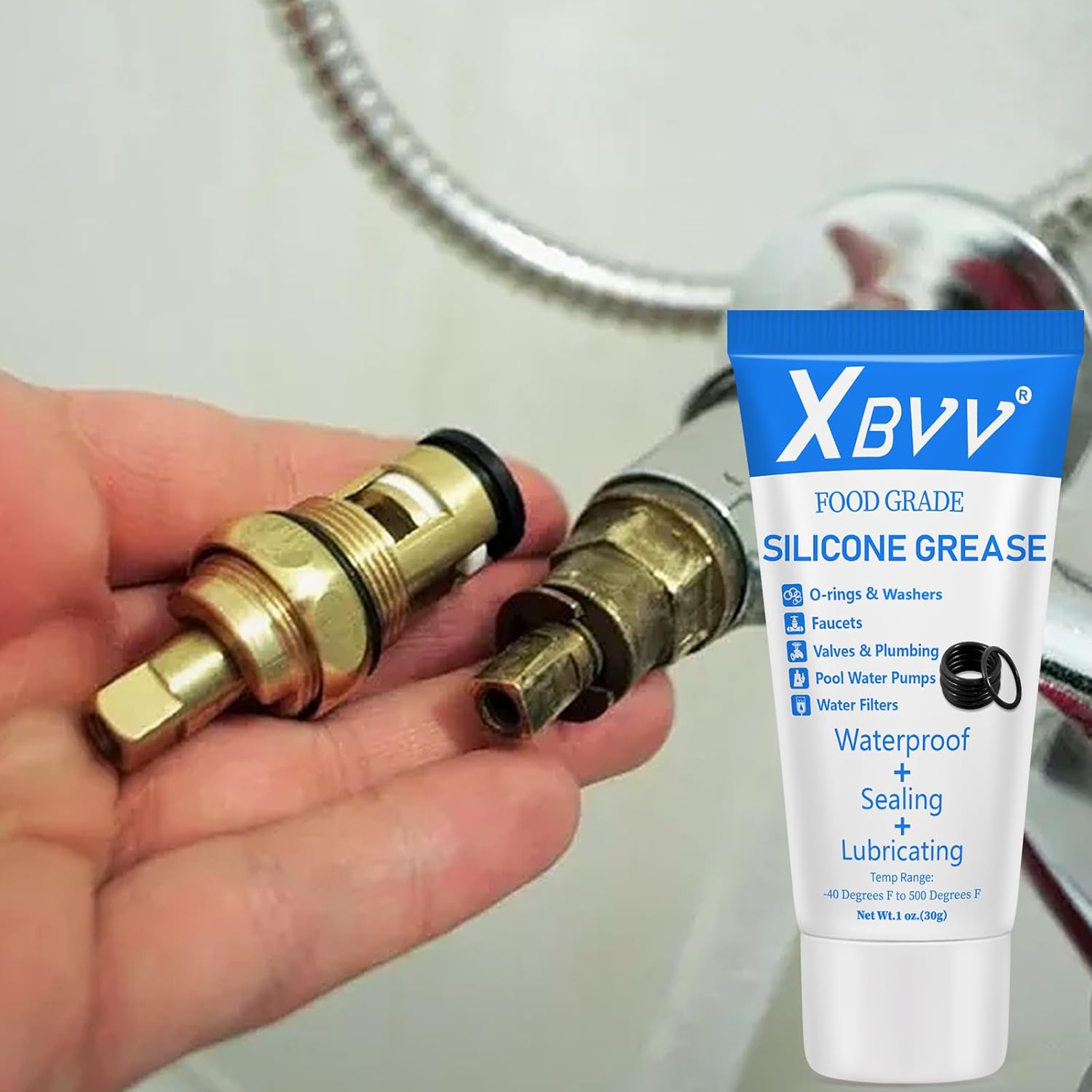 XBVV 1 Pack Silicone Grease and 32 Size 258 PC Faucet and Plumbing Rubber Washers Kit for Assorted Garden Hose Valve Spigot Splitter Outdoor Faucet Shower Gasket Repair