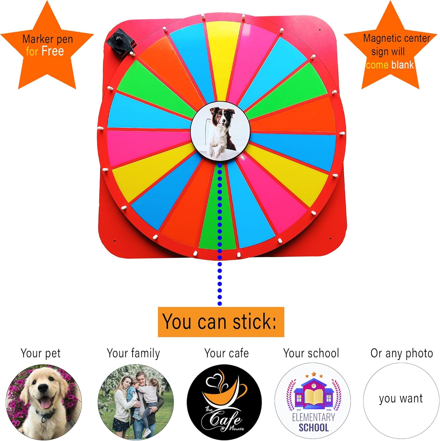 Wall Prize Wheel 24 INCH Roulette Wheel of Fortune Spin with Dry Erase Marker - Spinning Wheel - Spin The Wheel Game- Wall Games -Trade Show (Red)