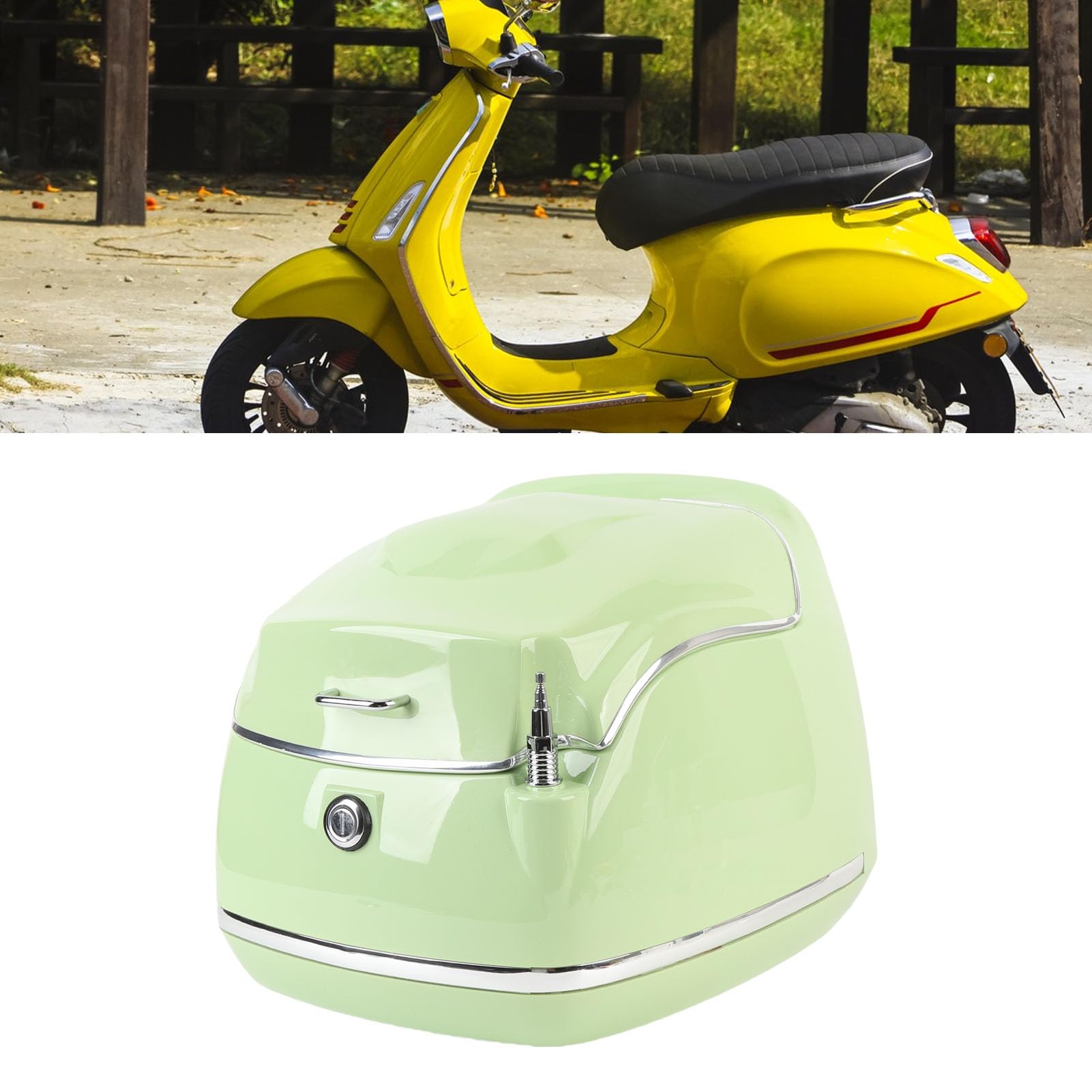 Dioche Coffre de L Top Case tanche Ajustement Universel avec Plaque de Base de Verrouillage Cl pour Casque Vert