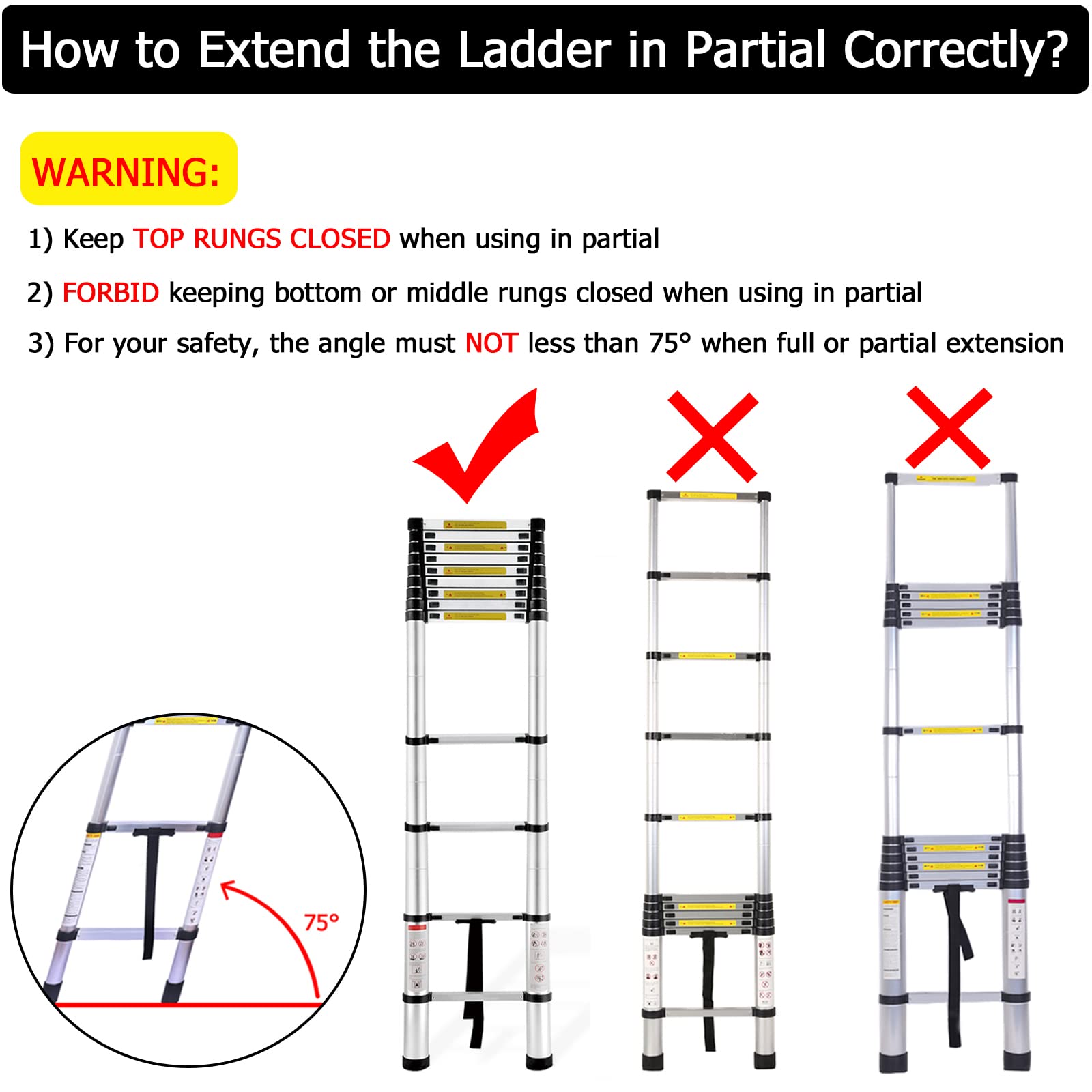 Buy Terokota 19.7FT Collapsible Telescoping Ladder, Aluminum Telescopic