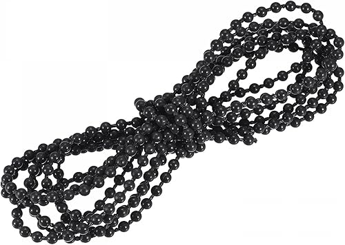 uxcell Cable de cadena con cuentas, 2.19 yardas, persianas enrollables verticales romanas para cortinas de ventana, piezas de repuesto, color negro