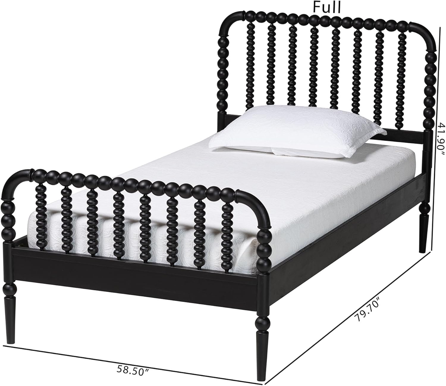 Baxton Studio Lucera Bobbin Wood Platform Bed, Full, Black