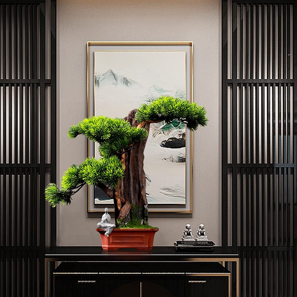 Sztuczne rośliny domowe Sztuczne rośliny Witamy Sosna Bonsai Fałszywe Zielone Rośliny Wnętrze Dekoracji Kreatywny Salon Doniczkowy Biurko Dekoracje Ozdoby 19,3 cale Sztuczne rośliny