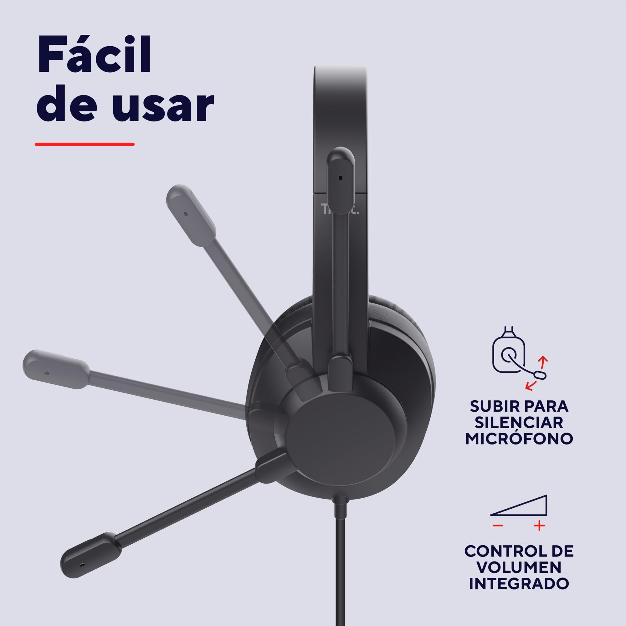 Trust Roha II MAX USB Auriculares con Micrófono PC Over Ear, Cable de 1,8 m, 85% Plástico Reciclado, Cascos USB-C per Oficina Ordenador Portátil Laptop Mac Zoom Teams, Negro