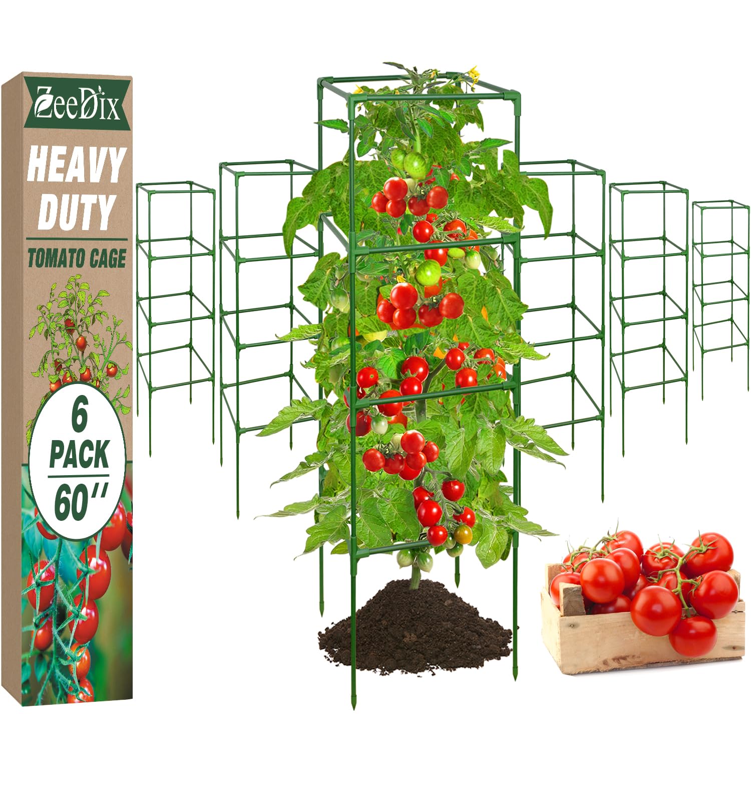 ZeeDix 6 Stück Tomaten Rankhilfe, 151cm Höhenverstellbare Rankhilfe