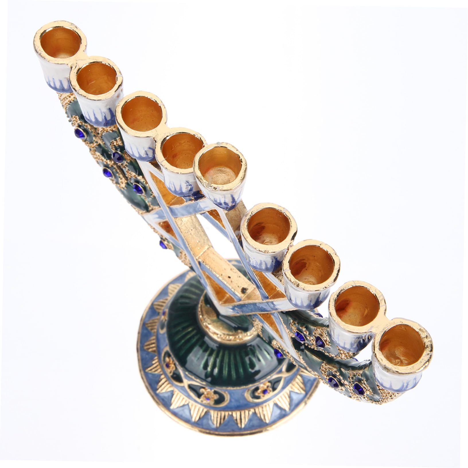 NOLITOY Candelabro de Mesa de 9 Brazos en Aleación Retro para Decoración Delicada y Celebración de Hanukkah en Cenas Familiares