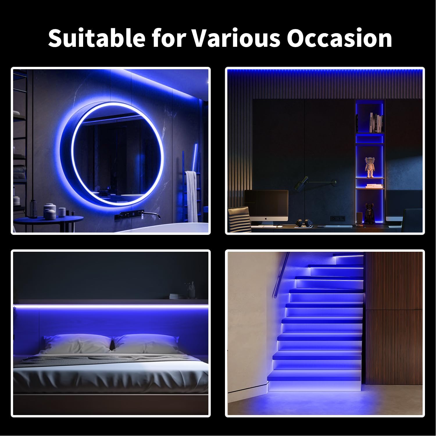 ShineBurky LED Strip 5M, Koud Wit Neon LED Strip Licht 12V LED Decoratie met Dimmer Voeding Adapter, IP65 Waterdicht Flexibel Ledstrip voor Slaapkamer, Bar, Decoratie DIY Binnen Buiten