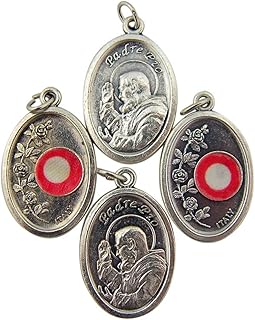 Lot of 4 Saint Padre Pio 1 Inch Silver Tone Medal with 3rd Class Cloth Relic