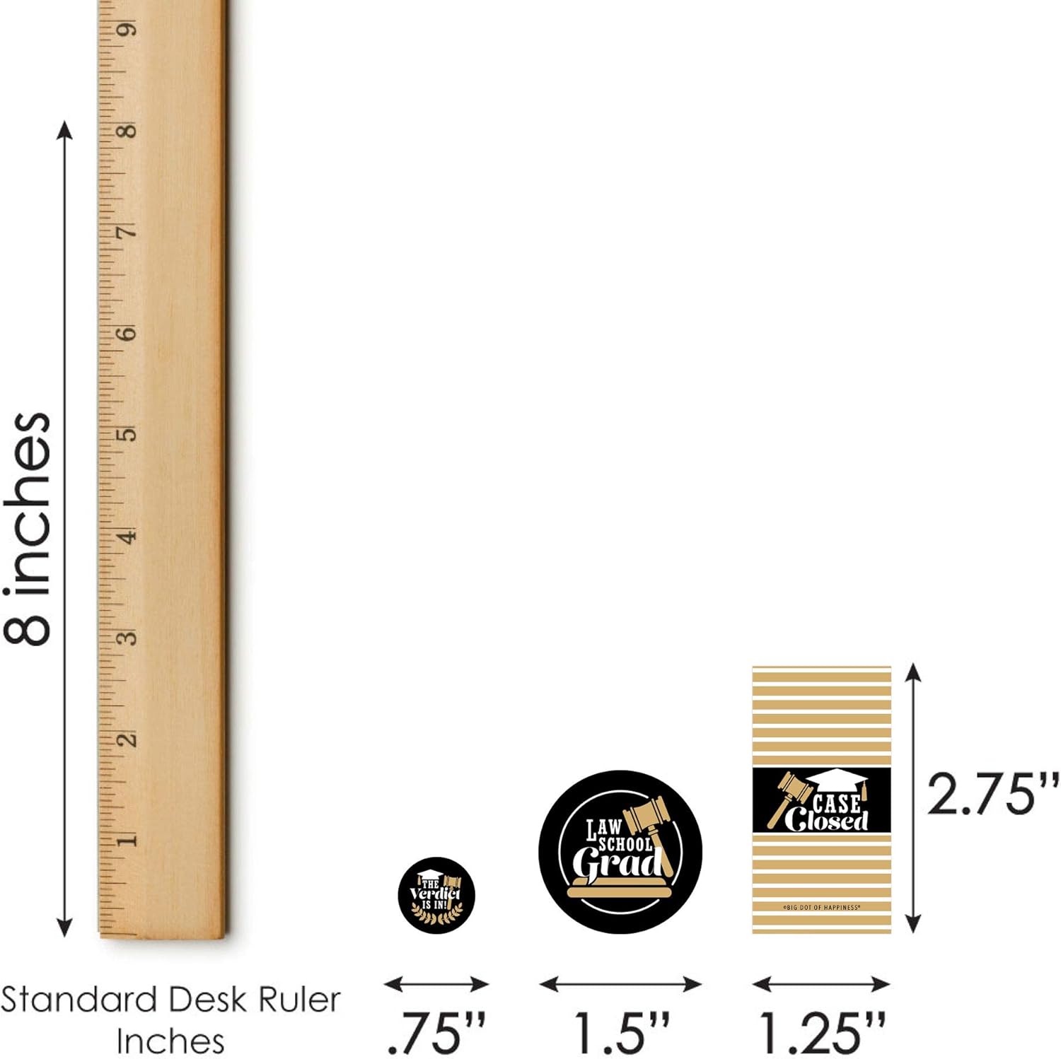 Big Dot of Happiness Law School Grad - Mini Candy Bar Wrappers, Round Candy Stickers and Circle Stickers - Future Lawyer Graduation Party Candy Favor Sticker Kit - 304 Pieces