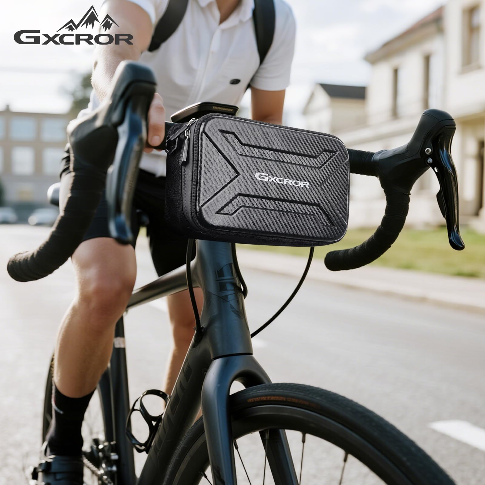 GXCROR Borsa da manubrio da 3 l, per bicicletta, con supporto magnetico, per manubrio, per bicicletta