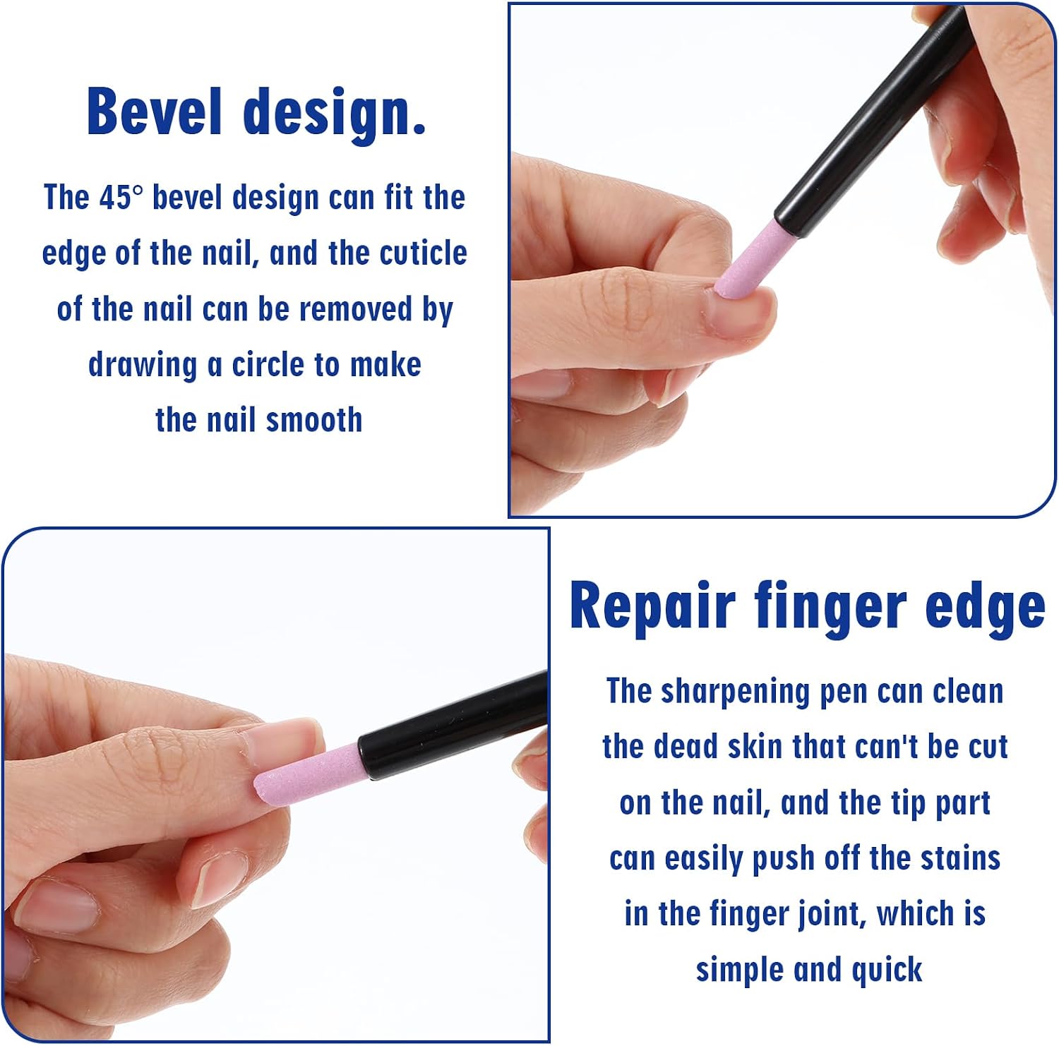 9Pcs Pumice Stone Nail Cuticle Pushers, Black Pink Whit Plastic Handle Cuticle Remover Trimmer Nail Art Pen for Peeling Dead Skin Repairing Household Beauty Salon