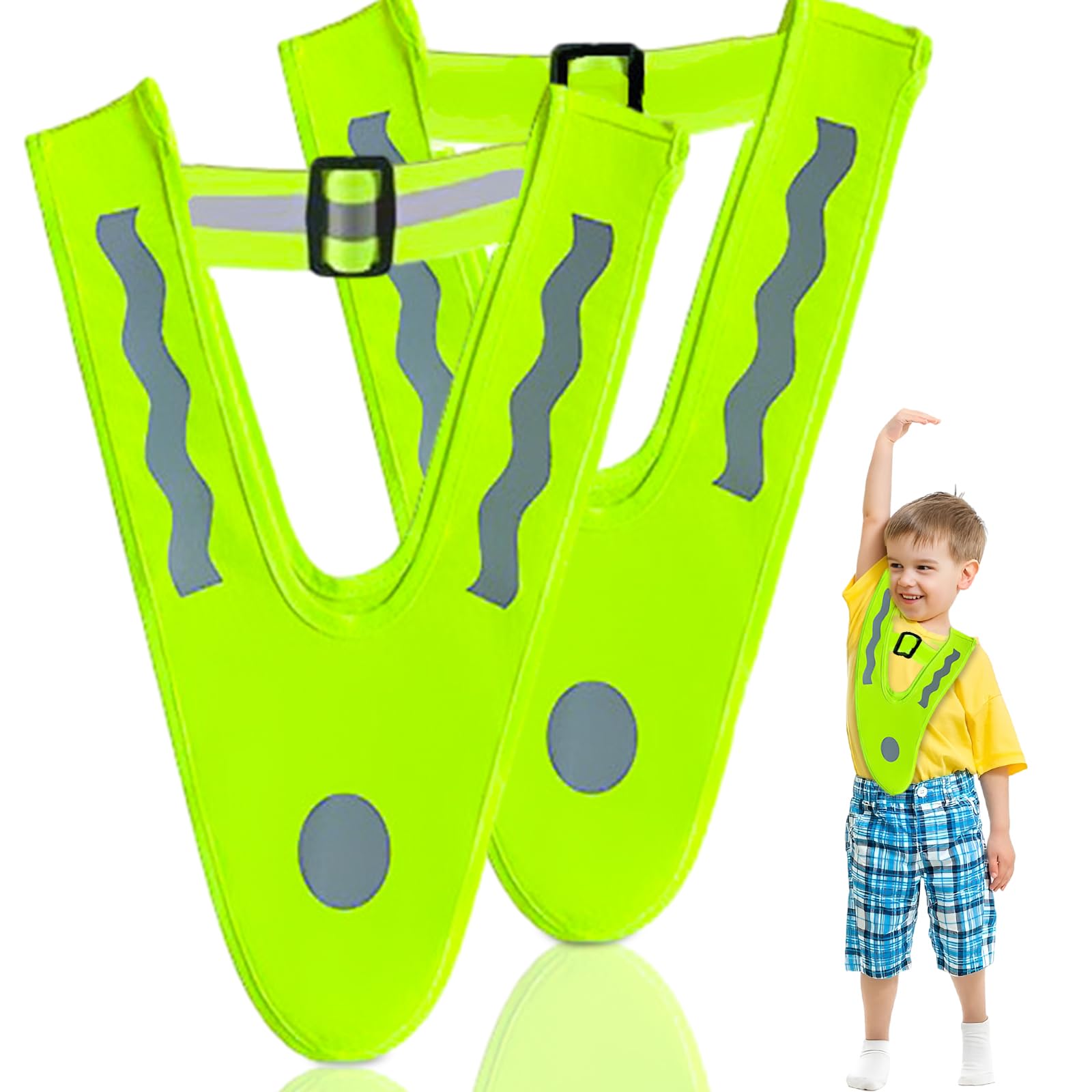 Gilet De Sécurité Enfant JCUGSBS - Fluorescent Et Réfléchissant Pour Visibilité Nuit
