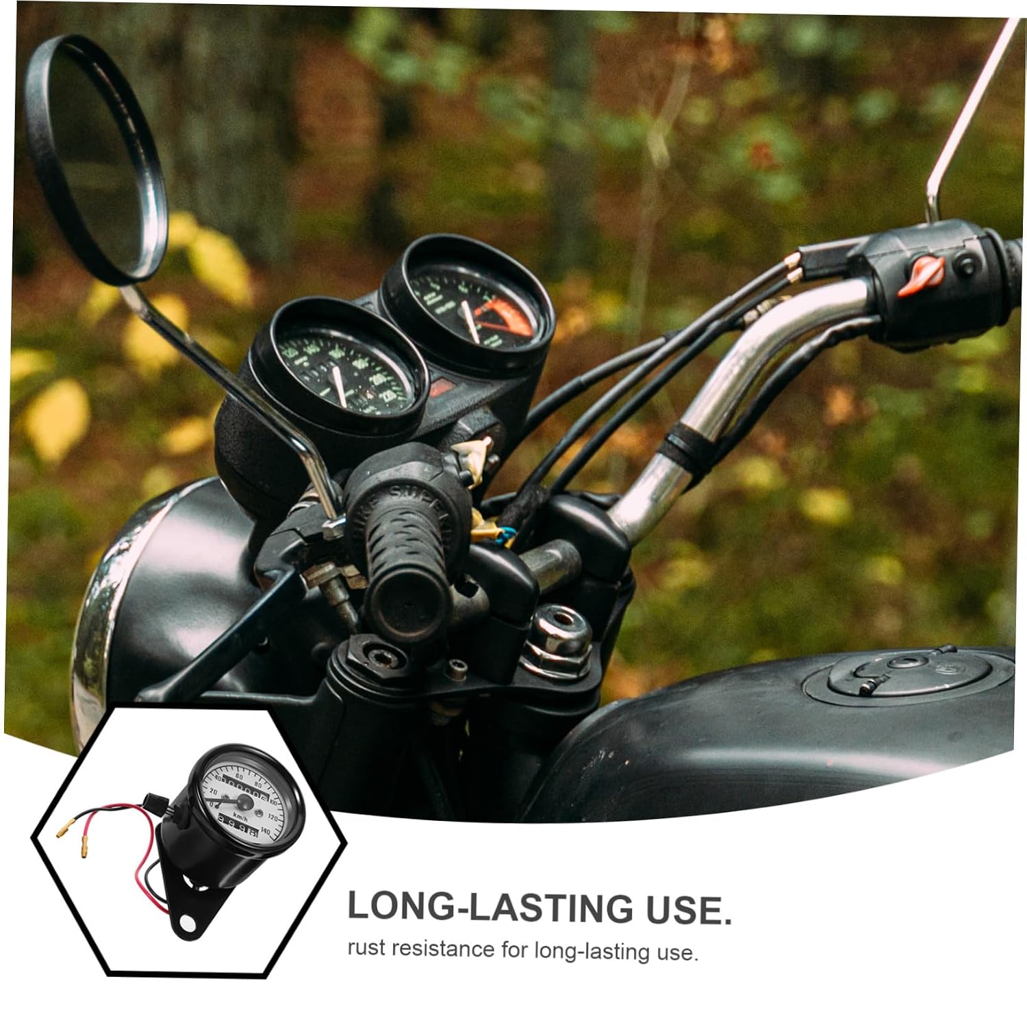 Motorcycle Speedometer Gauge Retro Odometer with Electroplated Casing White Dial Rust-Resistant Motorcycle Instrument for Accurate Mileage Tracking