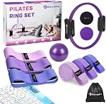 Alerrawia Pilates Ring Set Exercise Equipment with Exercise Bands Resistance Bands Set, Pilates Ball, Sliding Disks – Workout Equipment Home Gym Includes Complete Fitness Poster