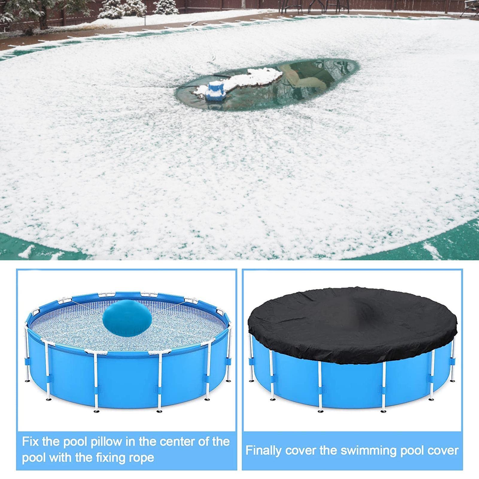 Cuscino per Piscina, Cuscini per Piscina Gonfiabili con Corde, Cuscino per Piscina Galleggiante 4x4 Ft Cuscino per Piscina Galleggiante, Cuscino per Aria Invernale in PVC Cuscino per Piscina Equaliz