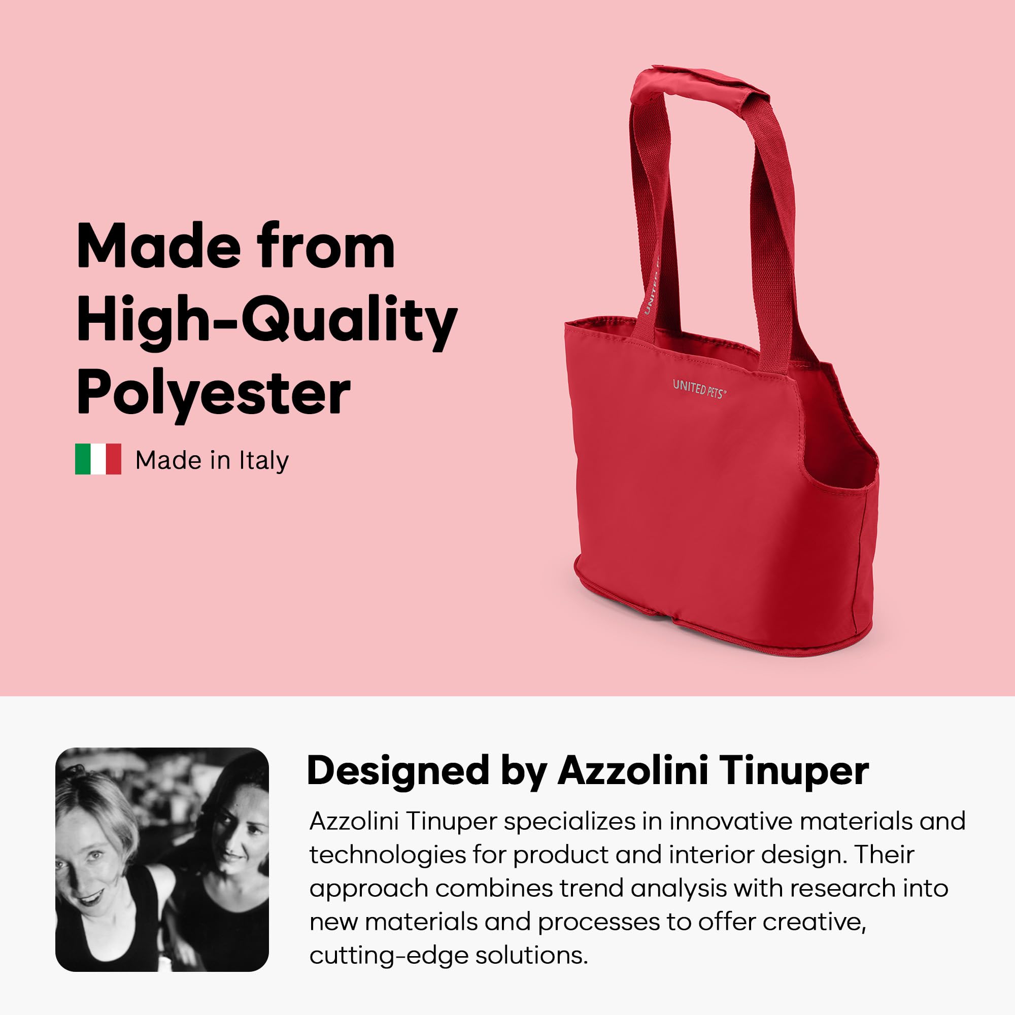 UNITED PETS Lazy Dog Borsa Trasportino per Cani Piccoli, Trasportino per Piccoli Animali Domestici, di Design, Leggera, Pieghevole, Rosso